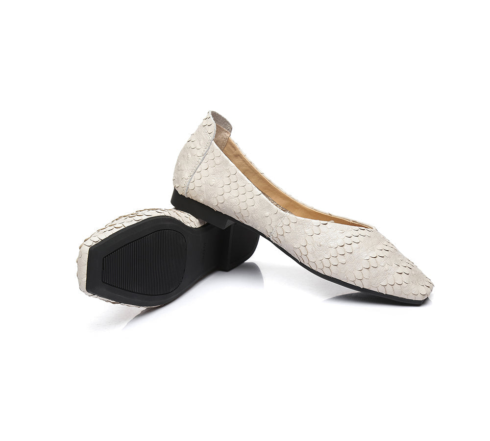 Flats - Square Toe Leather Ballet Flat Women Serena