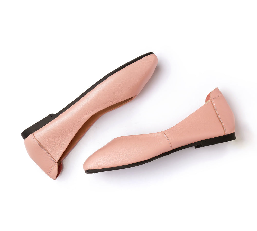 Flats - Square Toe Leather Ballet Flats Women Linda