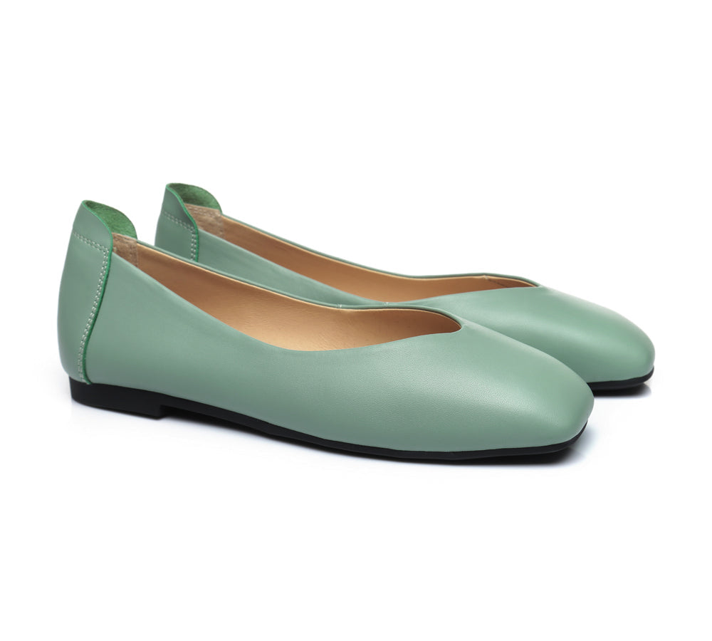 Flats - Square Toe Leather Ballet Flats Women Linda