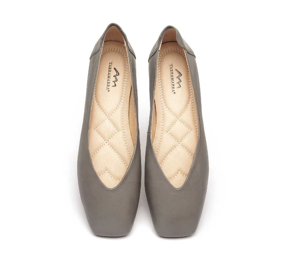 Flats - Square Toe Leather Ballet Flats Women Linda