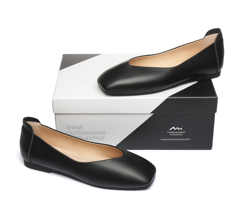 Flats - Square Toe Leather Ballet Flats Women Linda