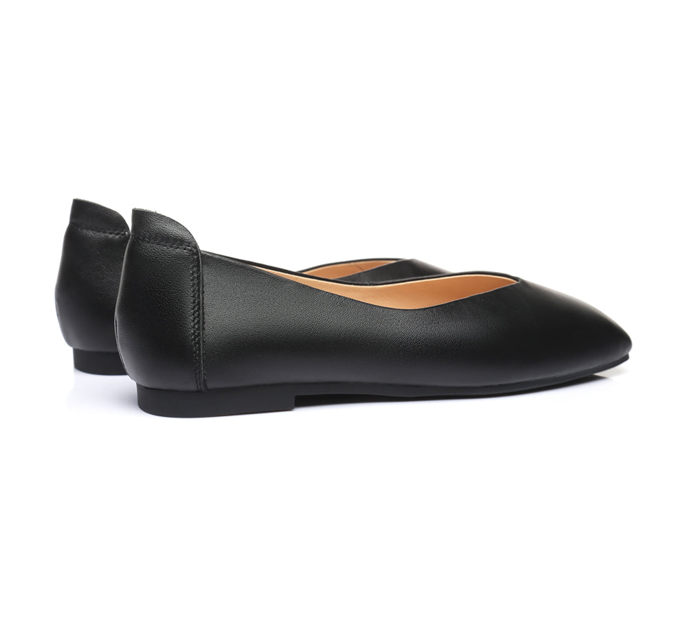 Flats - Square Toe Leather Ballet Flats Women Linda