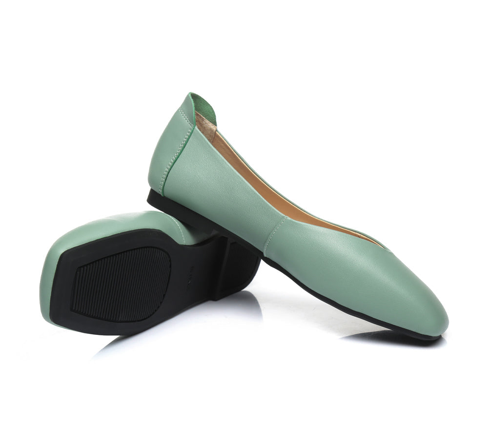 Flats - Square Toe Leather Ballet Flats Women Linda