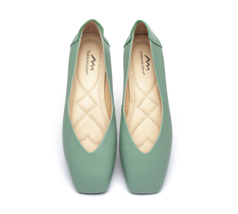 Flats - Square Toe Leather Ballet Flats Women Linda