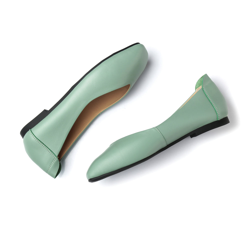 Flats - Square Toe Leather Ballet Flats Women Linda