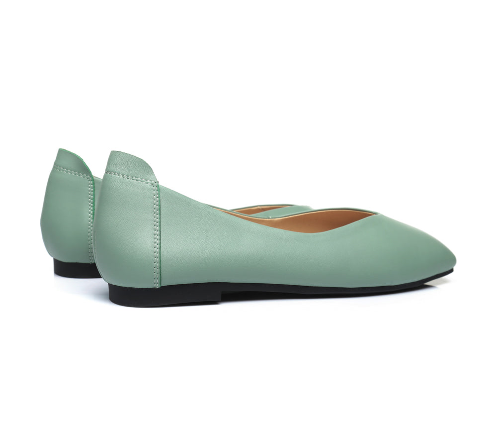 Flats - Square Toe Leather Ballet Flats Women Linda