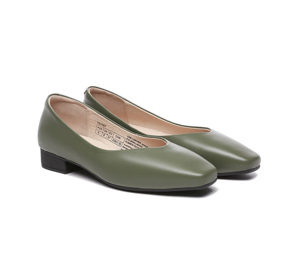 Flats - Women Ballet Leather Square Toe Flats