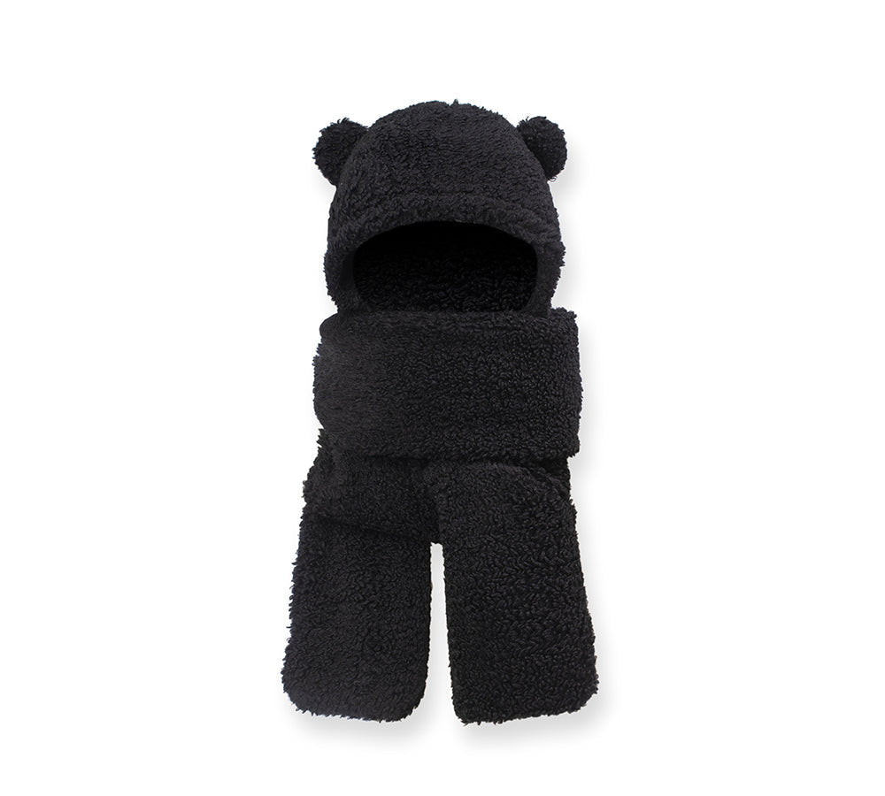 Hats - EVERAUĀ® Hat Scarf And Gloves 3 In 1 Cute Bear Plush Hat