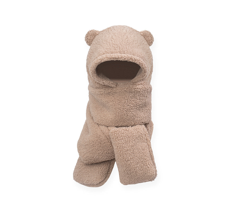 Hats - EVERAUĀ® Hat Scarf And Gloves 3 In 1 Cute Bear Plush Hat