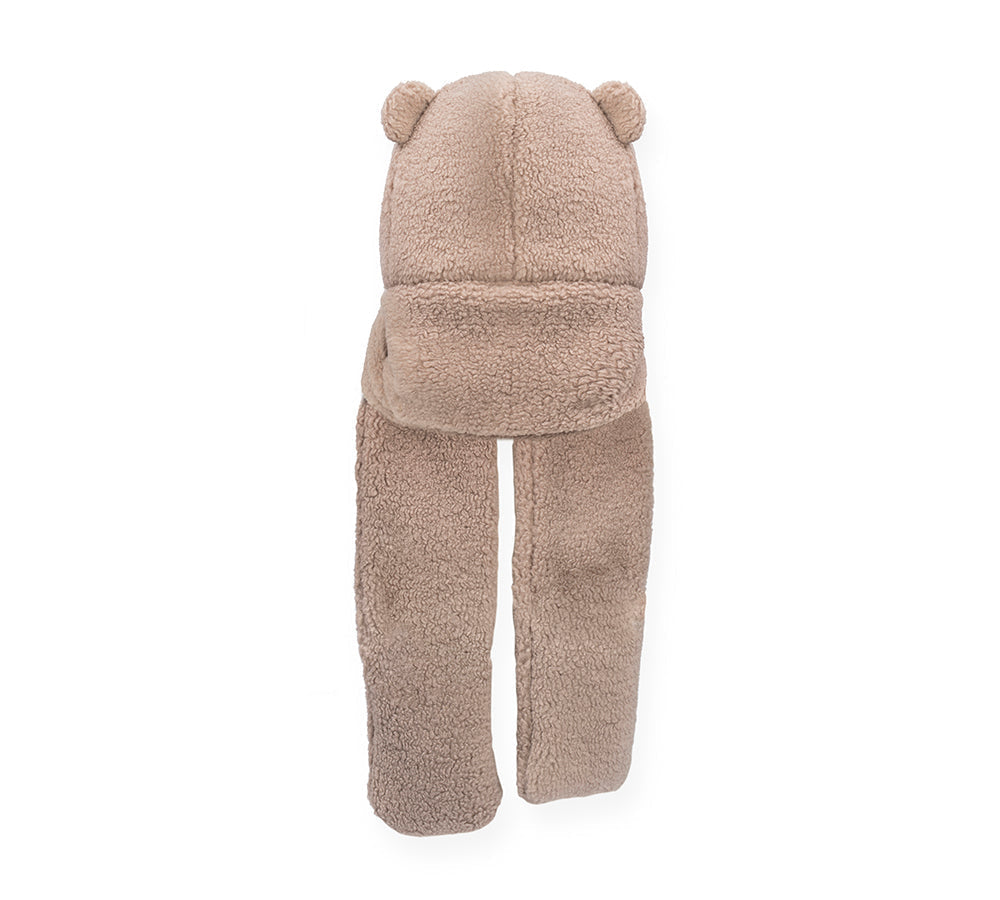 Hats - EVERAUĀ® Hat Scarf And Gloves 3 In 1 Cute Bear Plush Hat