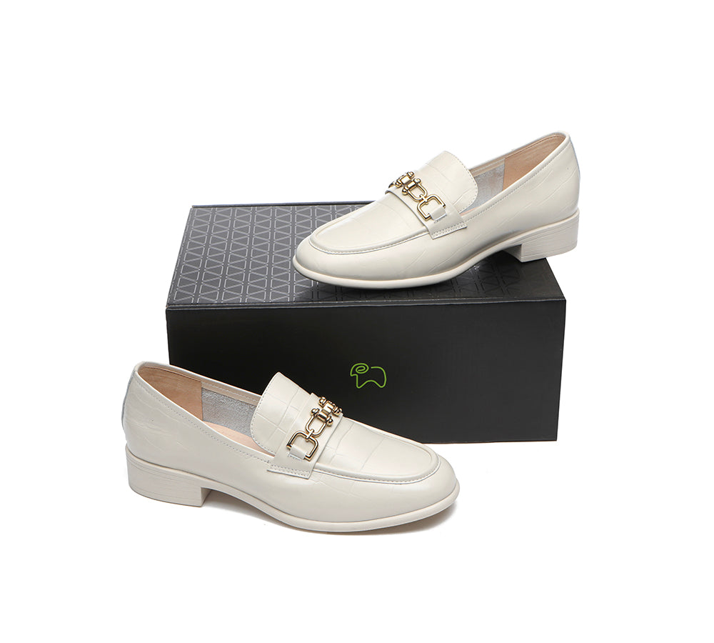 Heels - Leather Low Block Heels Women Katia