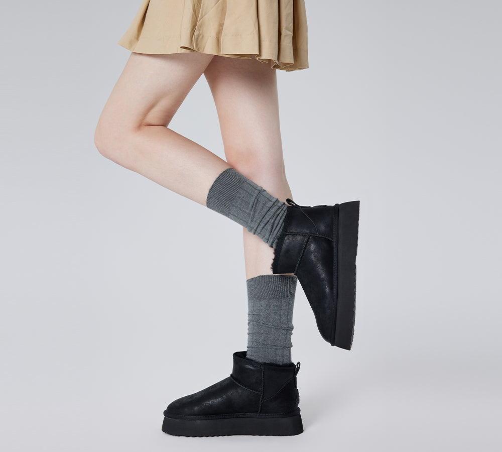 UGG EVERAU Boots Women Sheepskin Wool Ankle Platform Romi