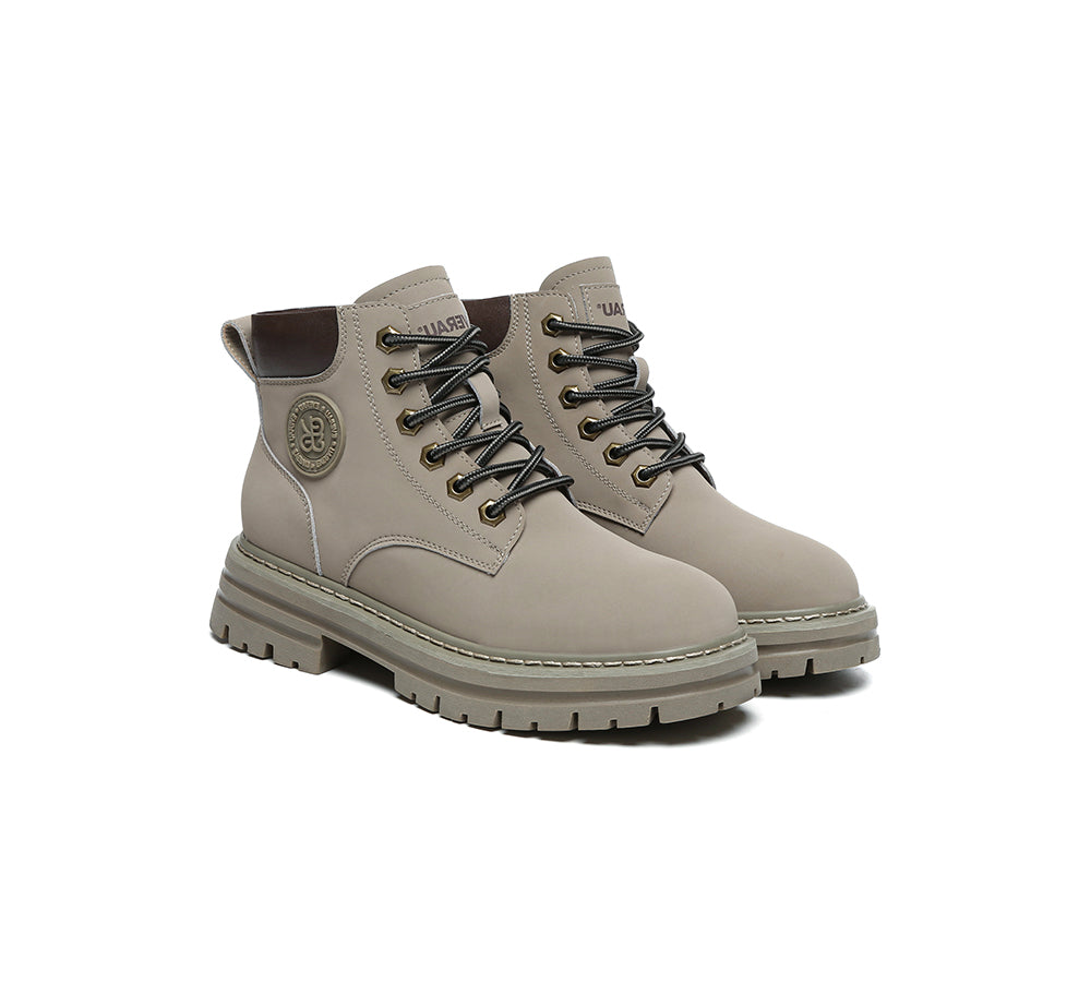 UGG Boots Women Leather Sheepskin Wool Lace Up Chunky Aubrey