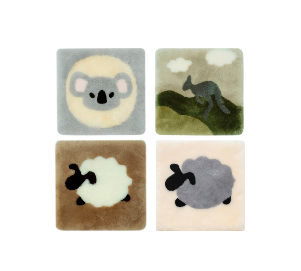 AUSTRALIAN SHEPHERDยฎ Square Australian Sheepskin Wool Cushion UGG AUSTRALIAN SHEPHERD