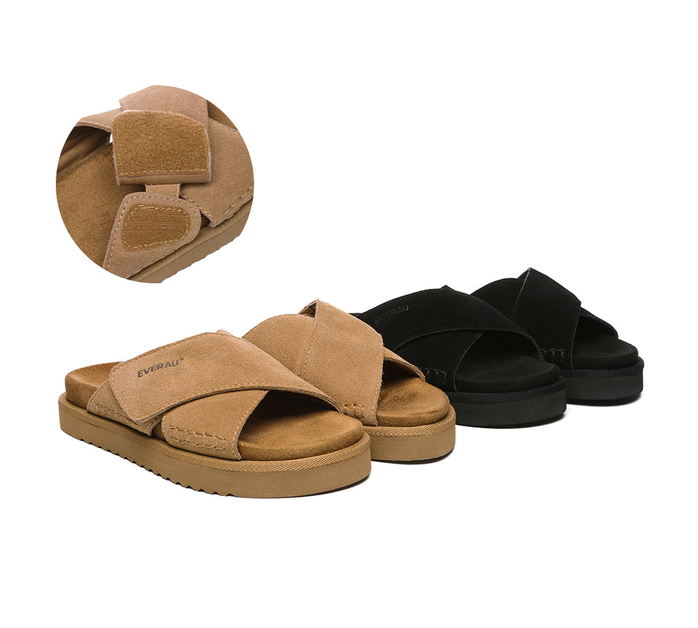 EVERAU® Adjustable Crossover Slip-on Summer Slides Lilac EVERAU