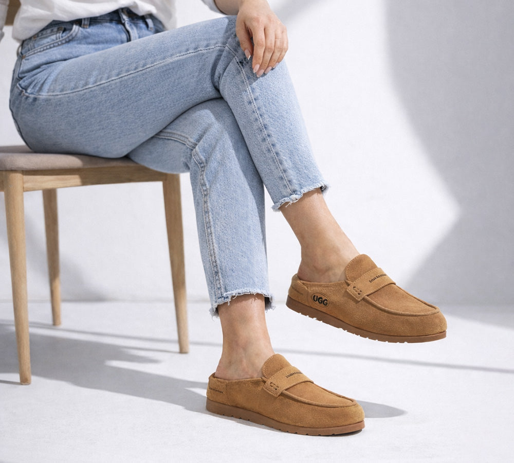 AUSTRALIAN SHEPHERDยฎ Unisex Suede Slip On Casual Mules Casten UGG AUSTRALIAN SHEPHERD