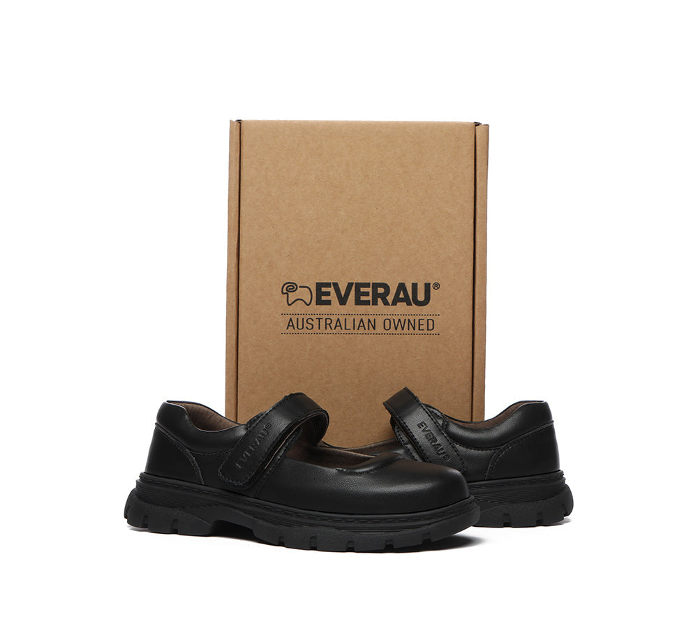 School Shoes - EVERAU® Senior Black Leather School Shoes Chris