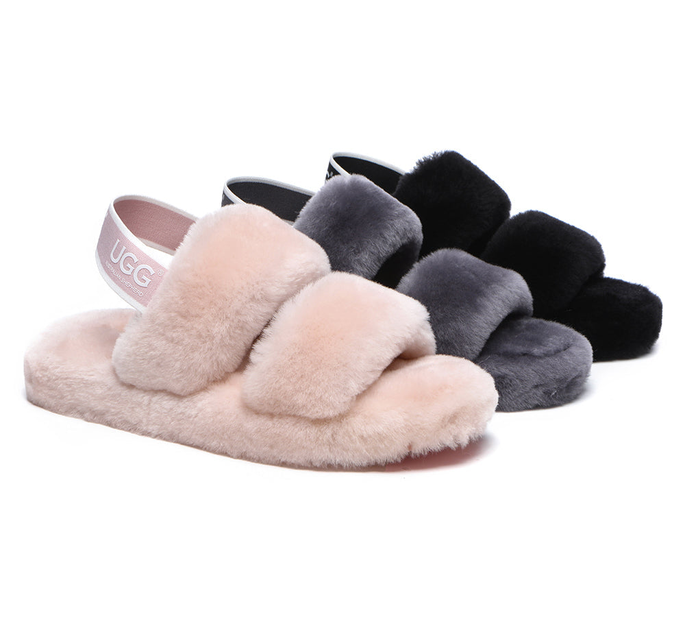 Slides - AS UGG Slingback Fluffy Slides Women Lonnie