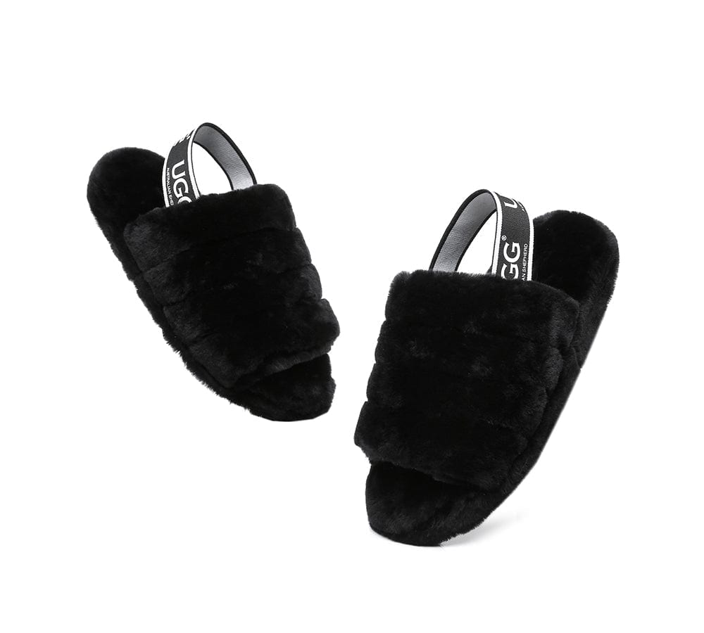 Slides - AS UGG Women Fluffy Slides Puffy