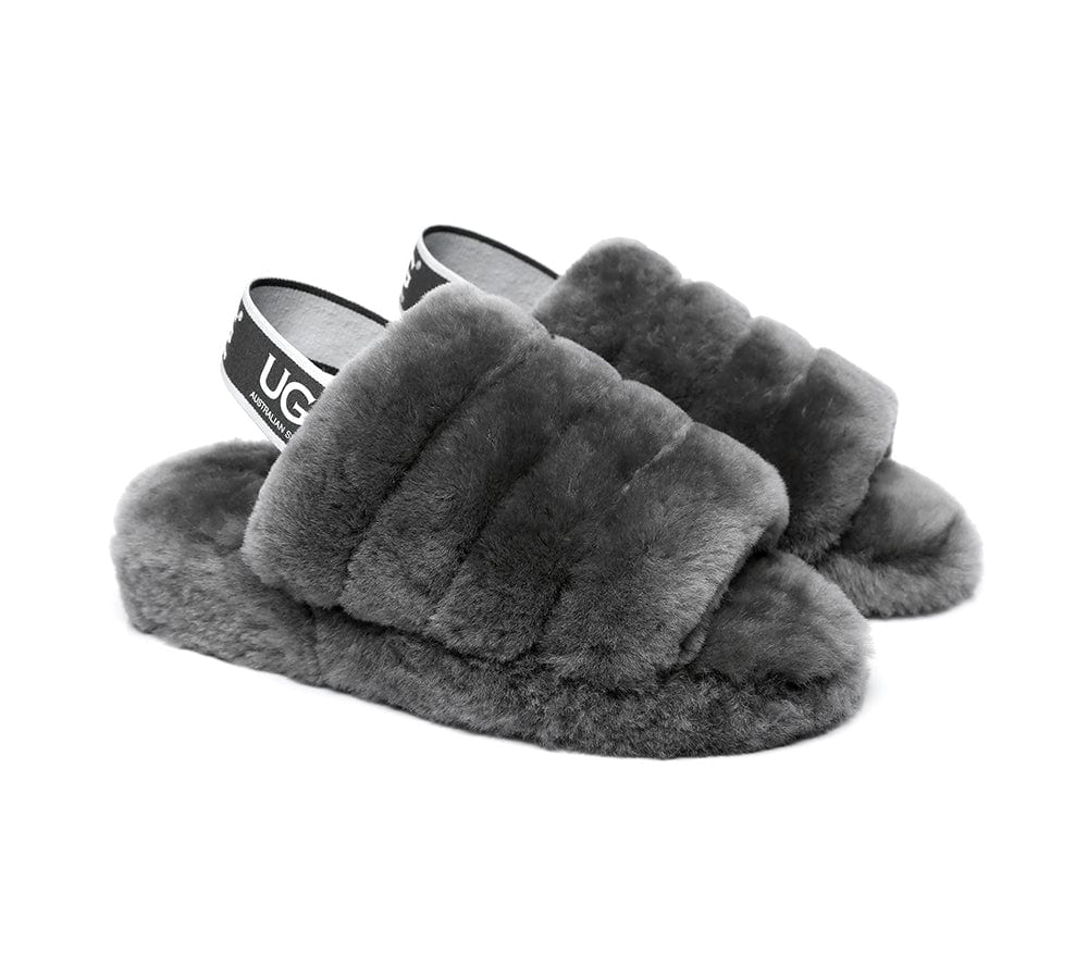 Slides - AS UGG Women Fluffy Slides Puffy