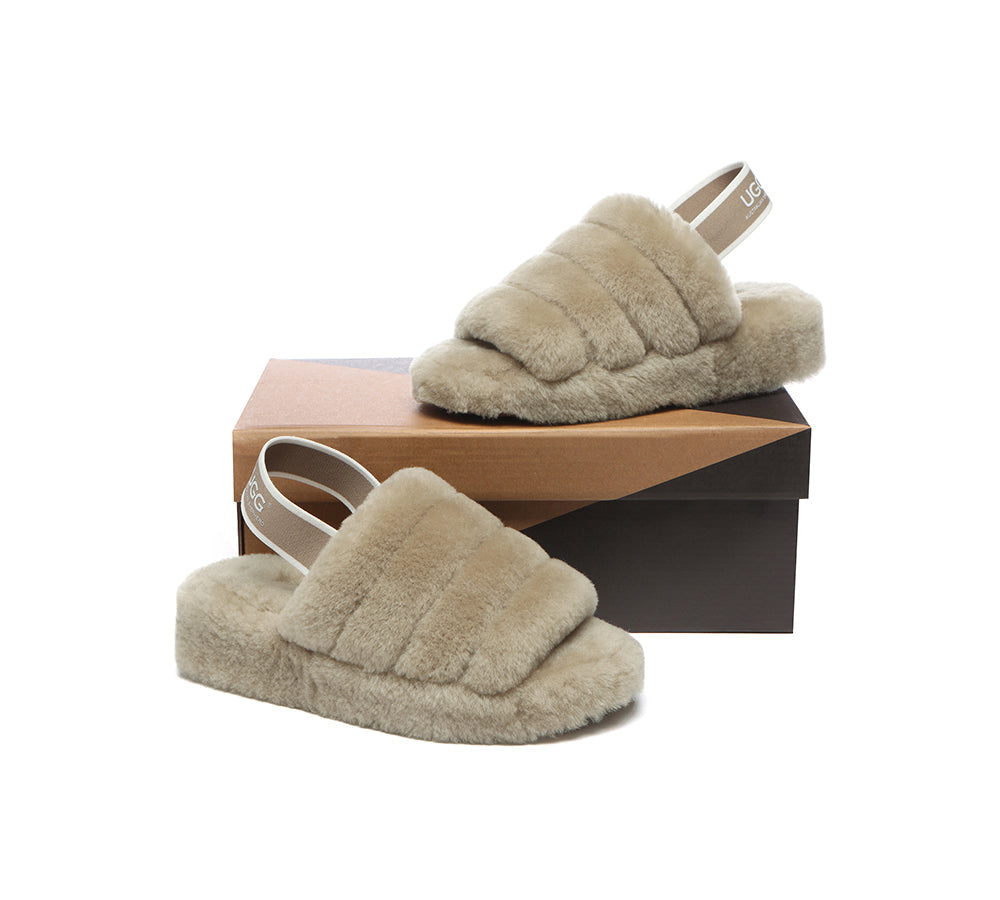 Slides - AS UGG Women Fluffy Slides Puffy