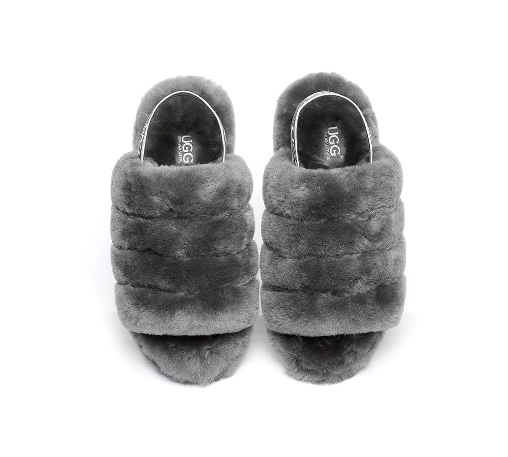 Slides - AS UGG Women Fluffy Slides Puffy