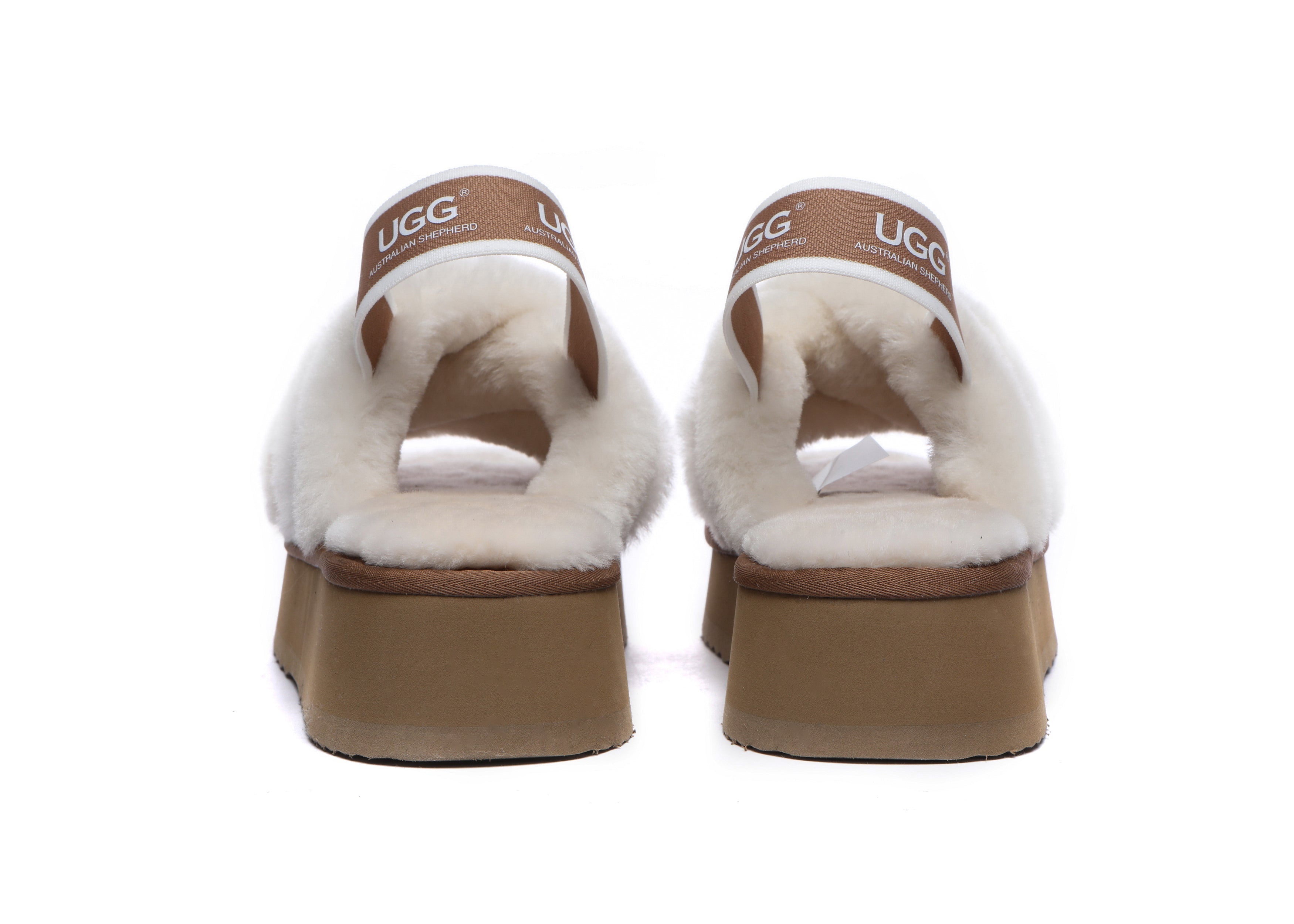 Slides - AUSTRALIAN SHEPHERD® UGG Women Crossover Platform Fluffy Slides Aditi
