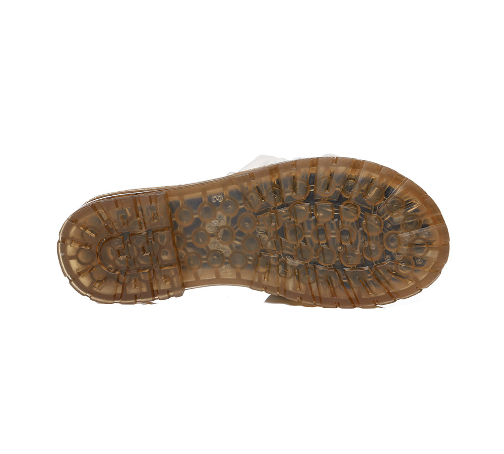 Slides - Leather Flat Slides Ultra Soft With Pearls Women Linita