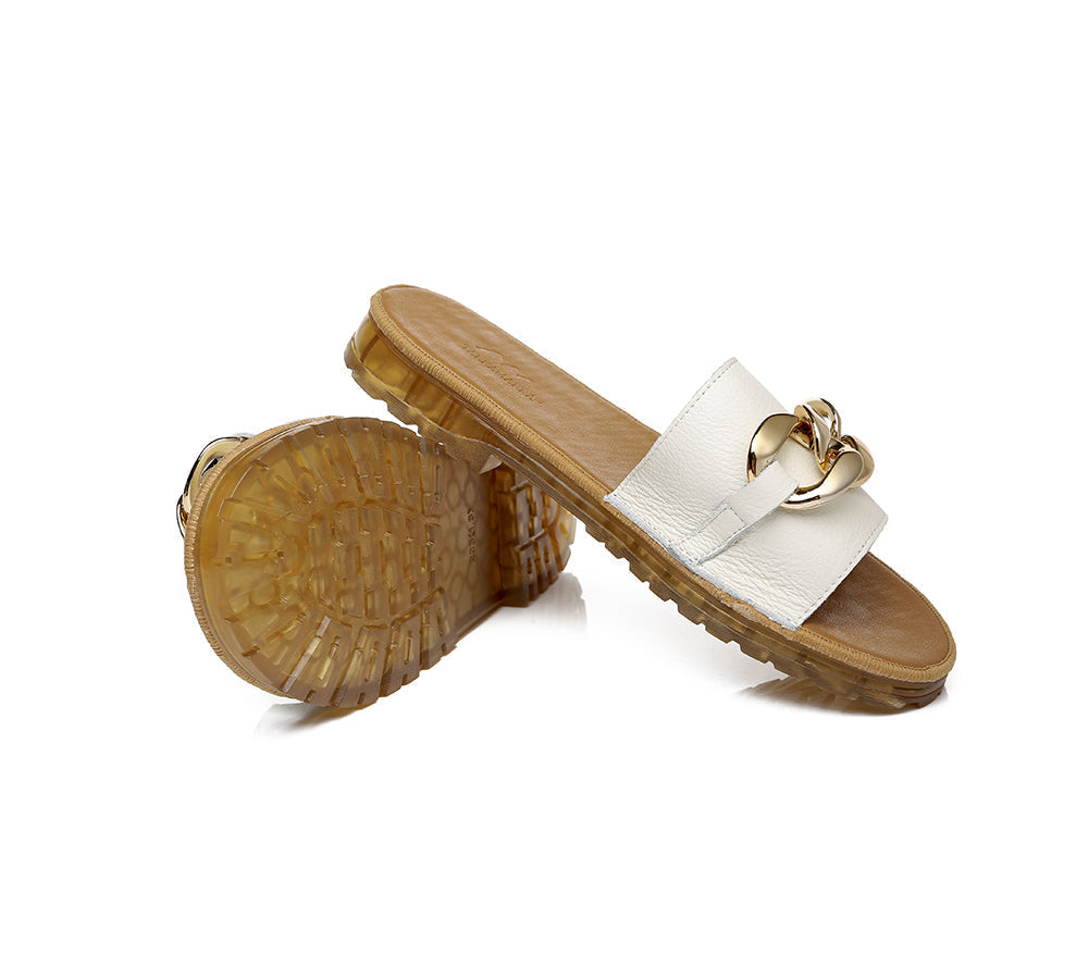 Slides - Leather Flat Slides Women Jianna Ultra Soft Footbed