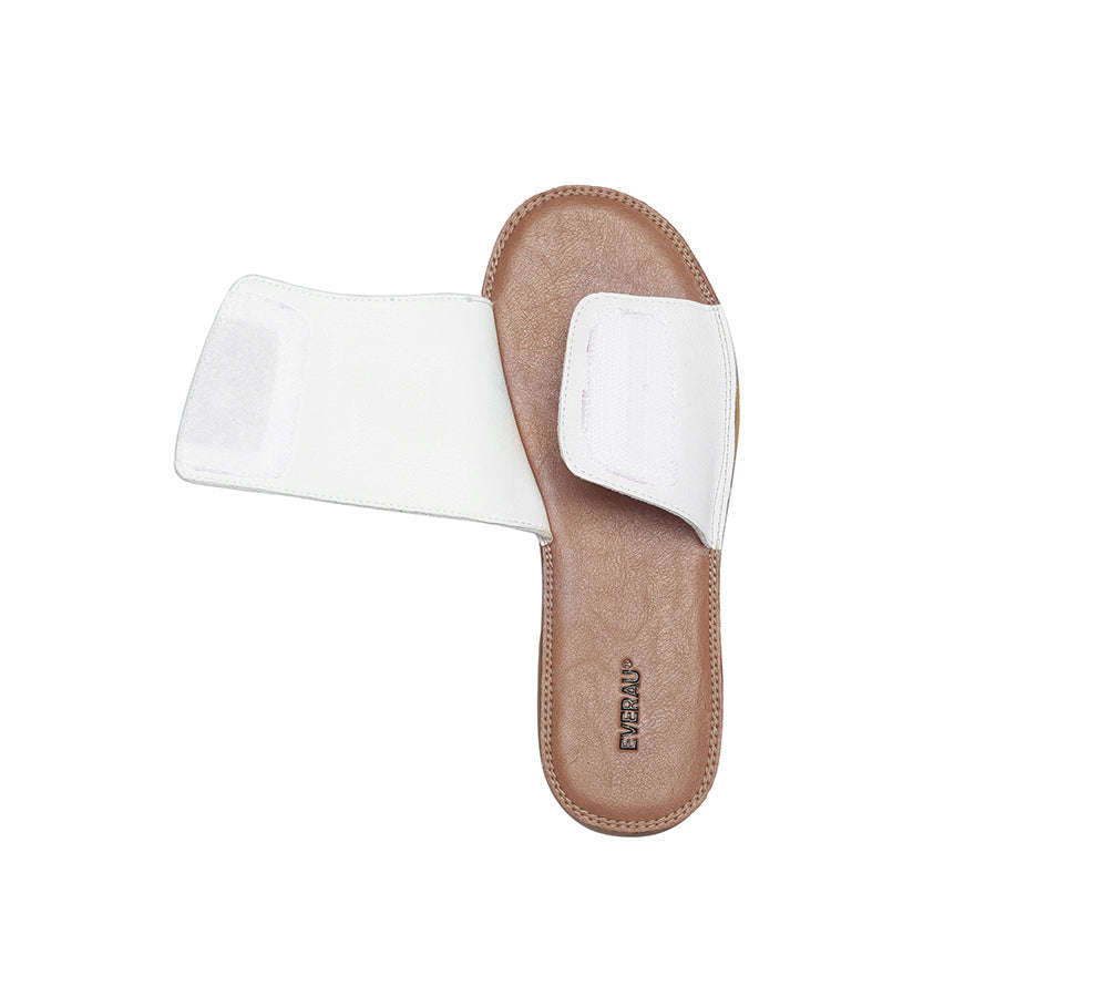 Slides - Women Leather Buckle Top Ultra Soft Slides Bera