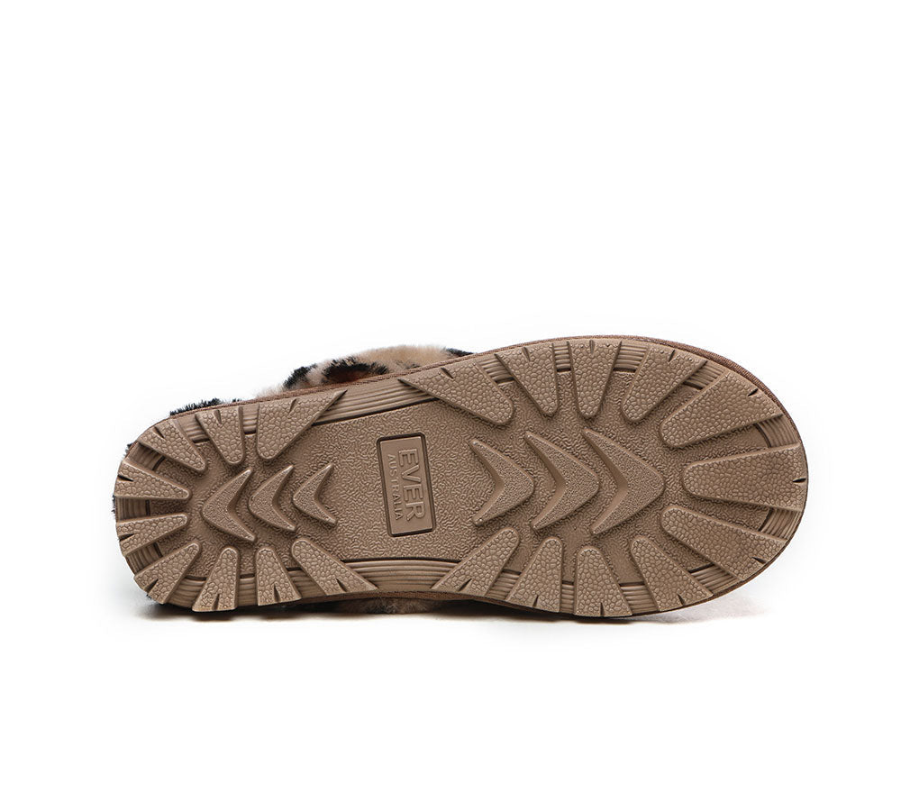 Slippers - UGG Slippers Double Face Sheepskin Women Leopard Print Slipper