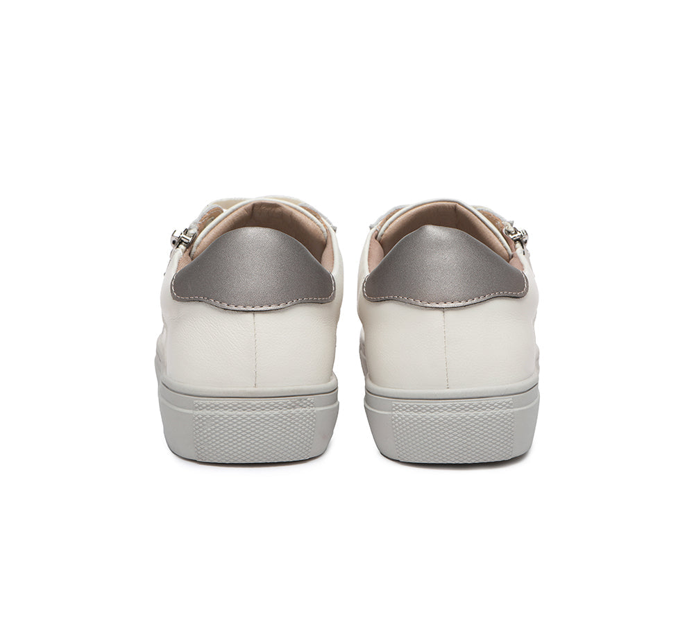 Sneaker - Zip Up Low-top Leather White Sneakers Women Chloe