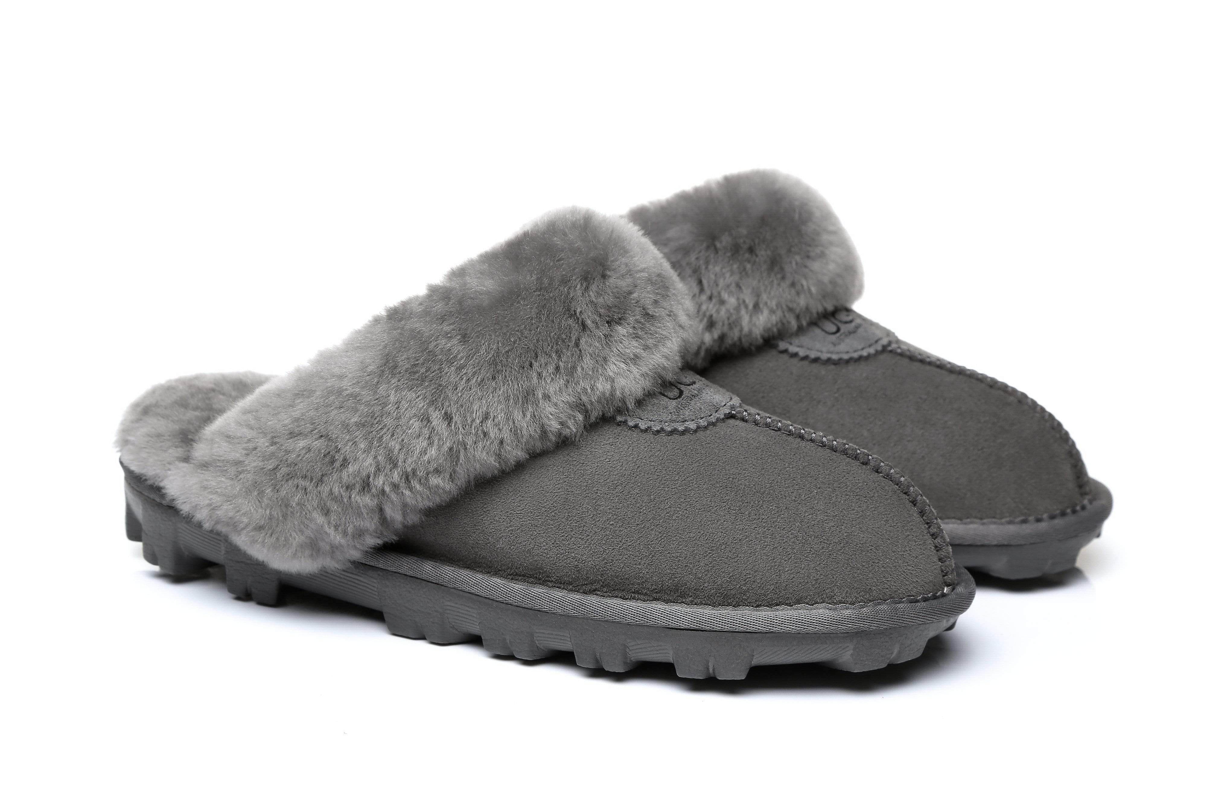 Women Slippers Premium Australia Sheepskin Wool Waffle Scuff