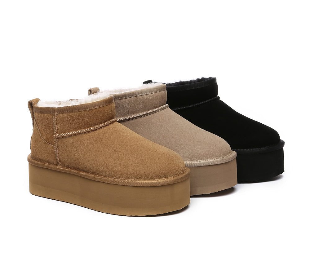 UGG Boots - AUSTRALIAN SHEPHERDยฎ UGG Sheepskin Wool Ankle Boots Ultra Platform Saylor