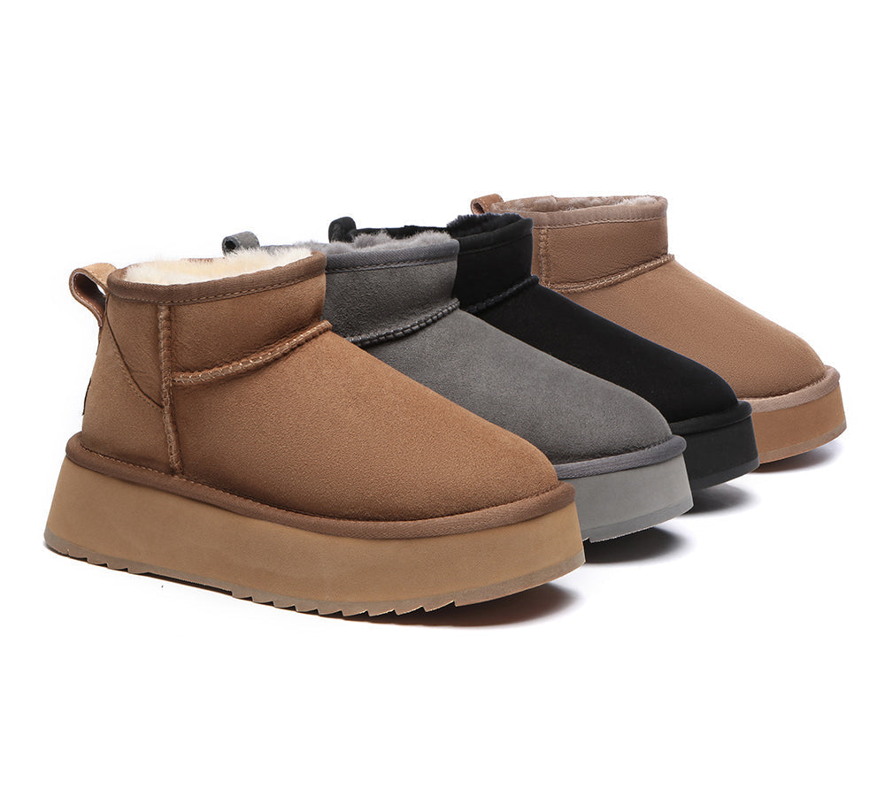 UGG Boots - AUSTRALIAN SHEPHERDยฎ UGG Sheepskin Wool Classic Ankle Boots Ultra Mini Platform