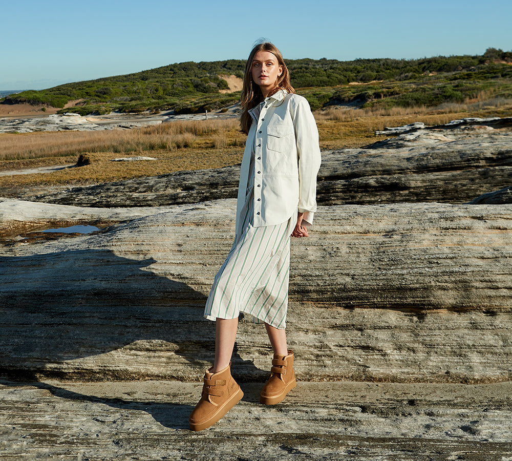 UGG Boots - AUSTRALIAN SHEPHERDÂź UGG Women Sheepskin Wool Hook And Loop Platform Boots Vigour