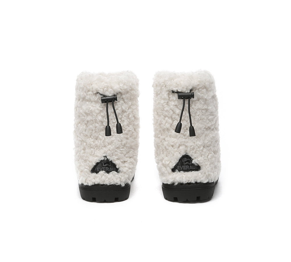 UGG Boots - EVERAU® UGG Kids Sheepskin Wool Plush Adjustable Drawstring Boots Peggy
