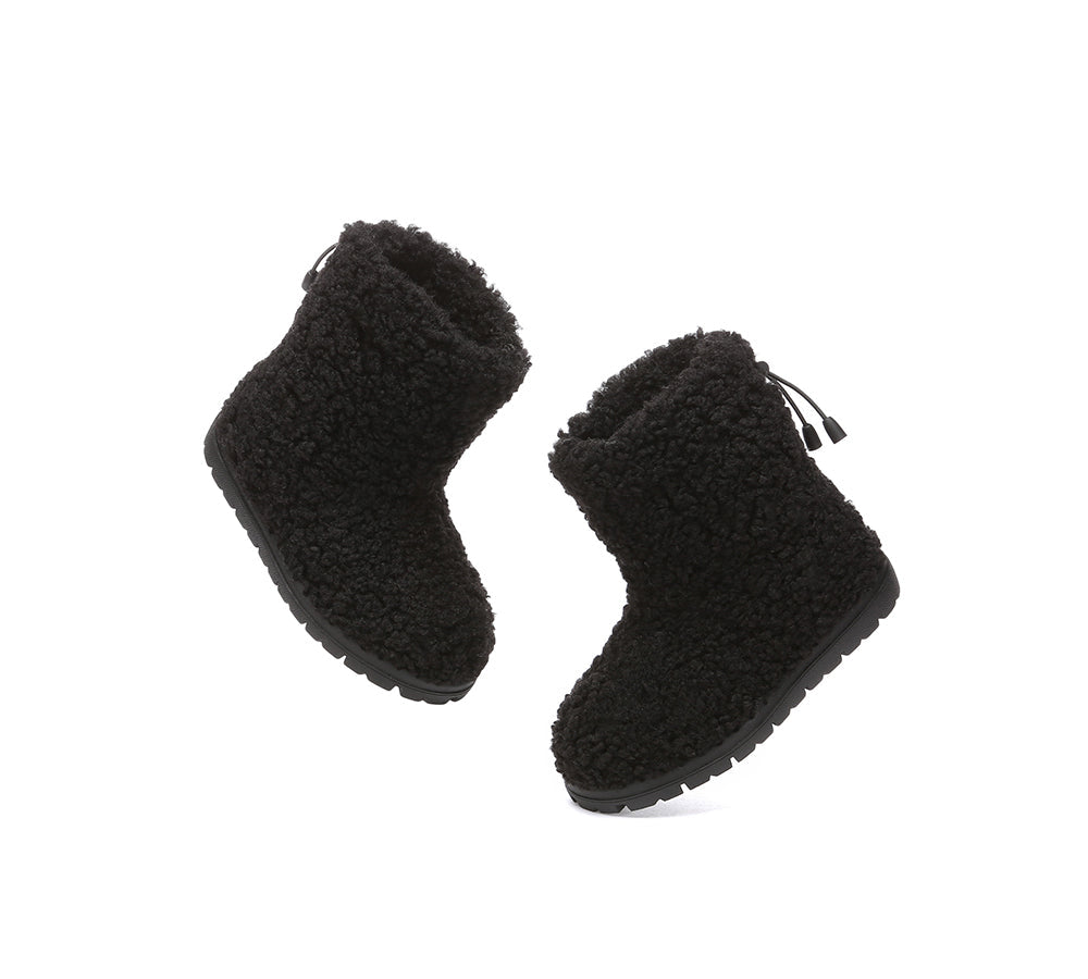 UGG Boots - EVERAU® UGG Kids Sheepskin Wool Plush Adjustable Drawstring Boots Peggy