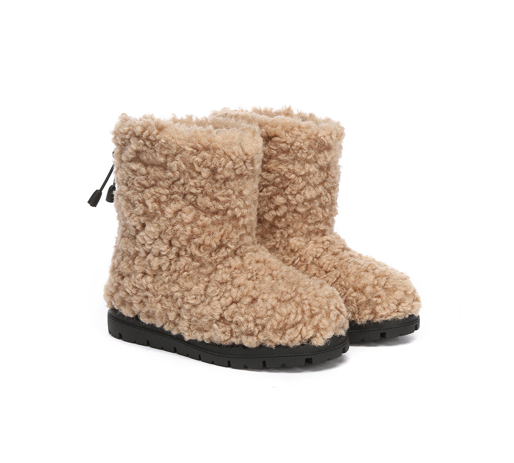 UGG Boots - EVERAUยฎ UGG Kids Sheepskin Wool Plush Adjustable Drawstring Boots Peggy