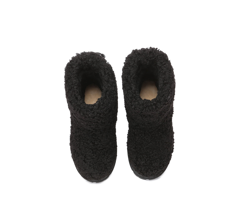 UGG Boots - EVERAU® UGG Kids Sheepskin Wool Plush Adjustable Drawstring Boots Peggy