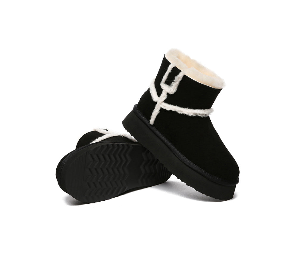 UGG Boots - EVERAUĀ® UGG Women Sheepskin Wool Shearling Lined Ankle Boots Schunck Platform