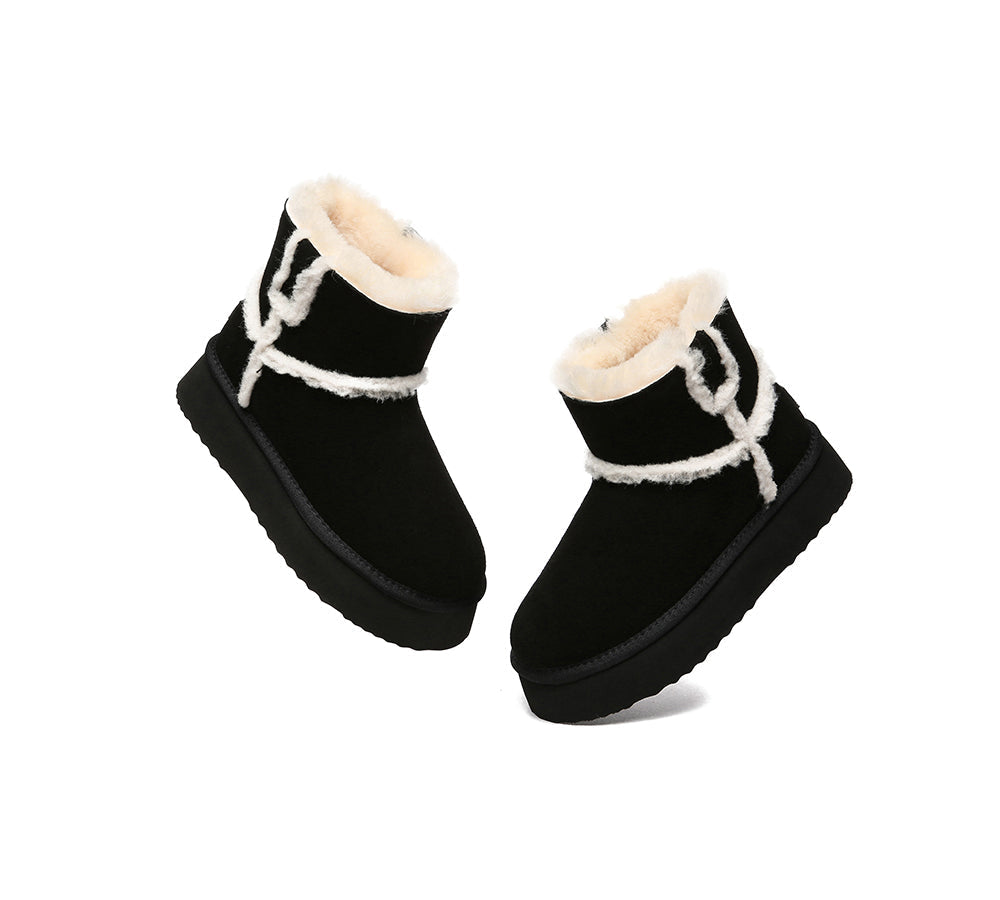 UGG Boots - EVERAUĀ® UGG Women Sheepskin Wool Shearling Lined Ankle Boots Schunck Platform