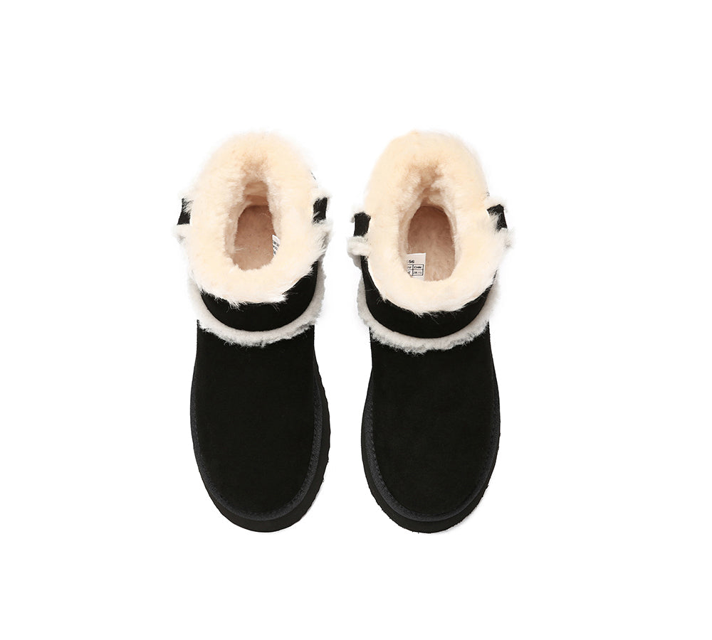 UGG Boots - EVERAUĀ® UGG Women Sheepskin Wool Shearling Lined Ankle Boots Schunck Platform