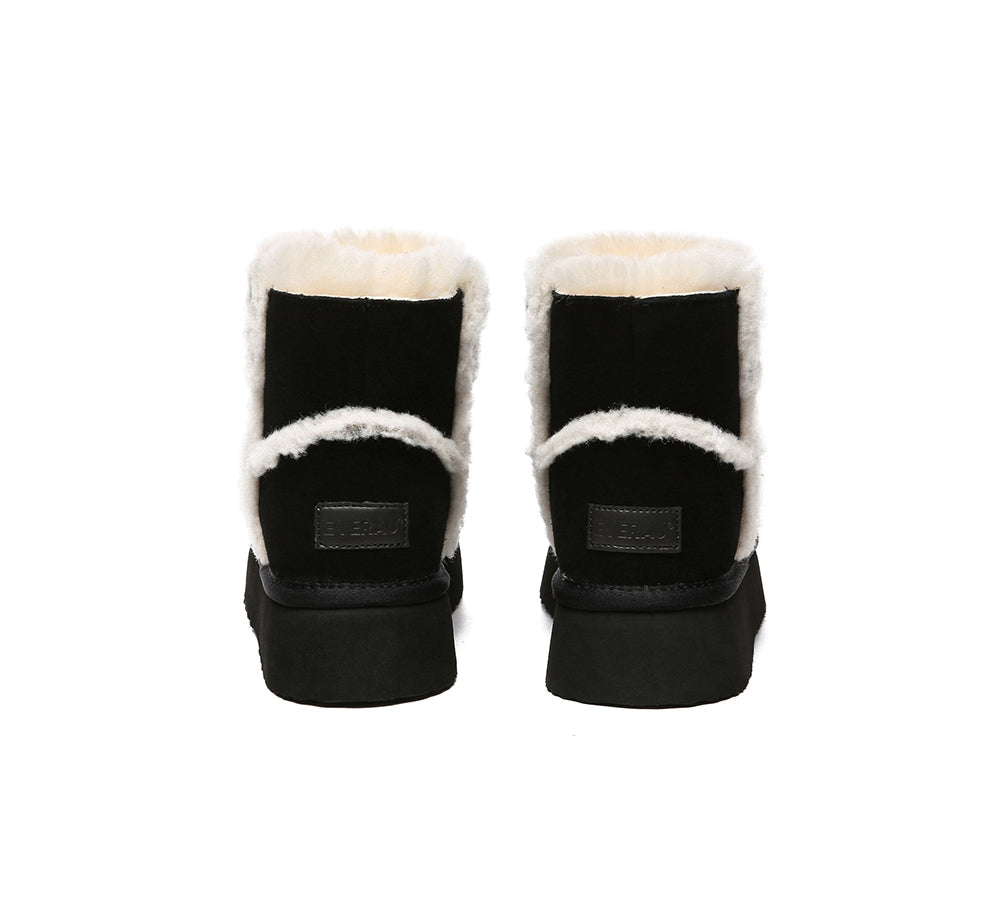 UGG Boots - EVERAUĀ® UGG Women Sheepskin Wool Shearling Lined Ankle Boots Schunck Platform