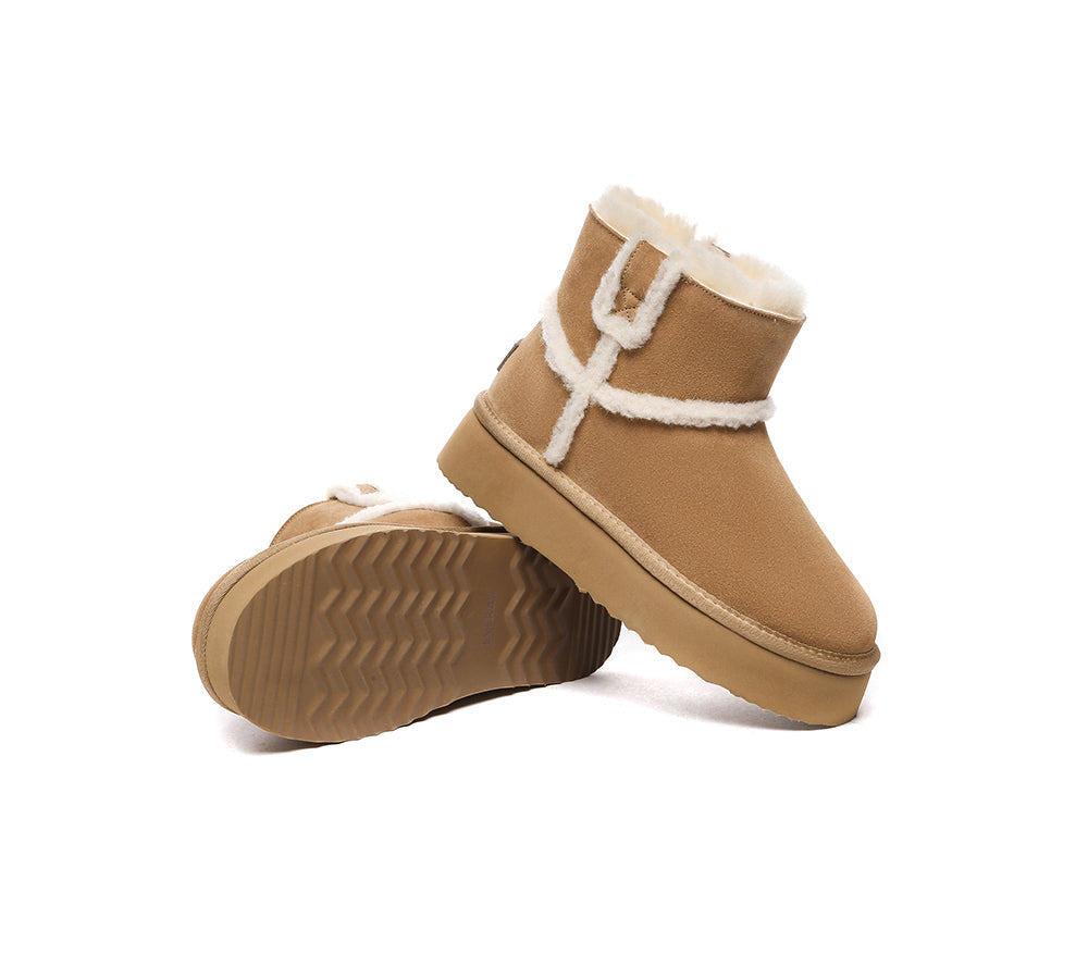 UGG Boots - EVERAUĀ® UGG Women Sheepskin Wool Shearling Lined Ankle Boots Schunck Platform