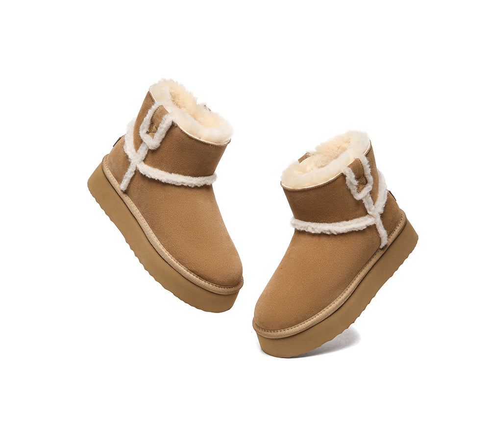 UGG Boots - EVERAUĀ® UGG Women Sheepskin Wool Shearling Lined Ankle Boots Schunck Platform