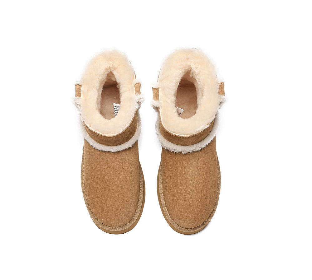 UGG Boots - EVERAUĀ® UGG Women Sheepskin Wool Shearling Lined Ankle Boots Schunck Platform