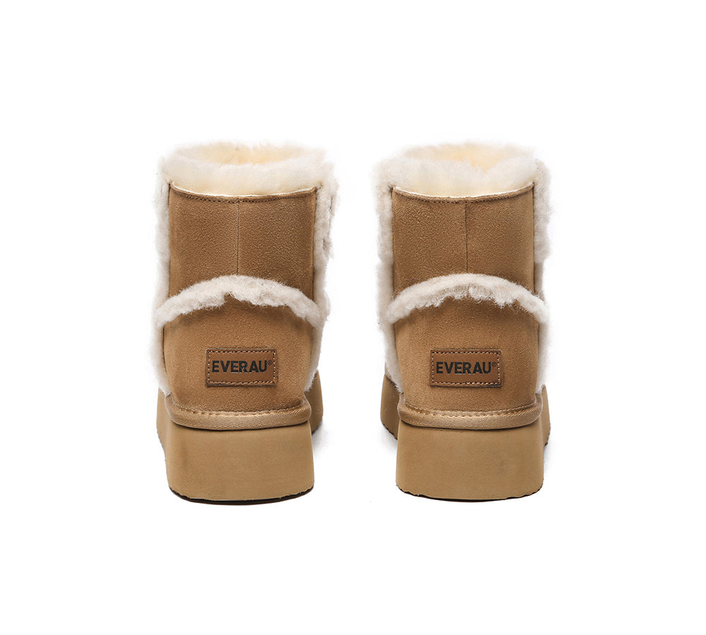 UGG Boots - EVERAUĀ® UGG Women Sheepskin Wool Shearling Lined Ankle Boots Schunck Platform