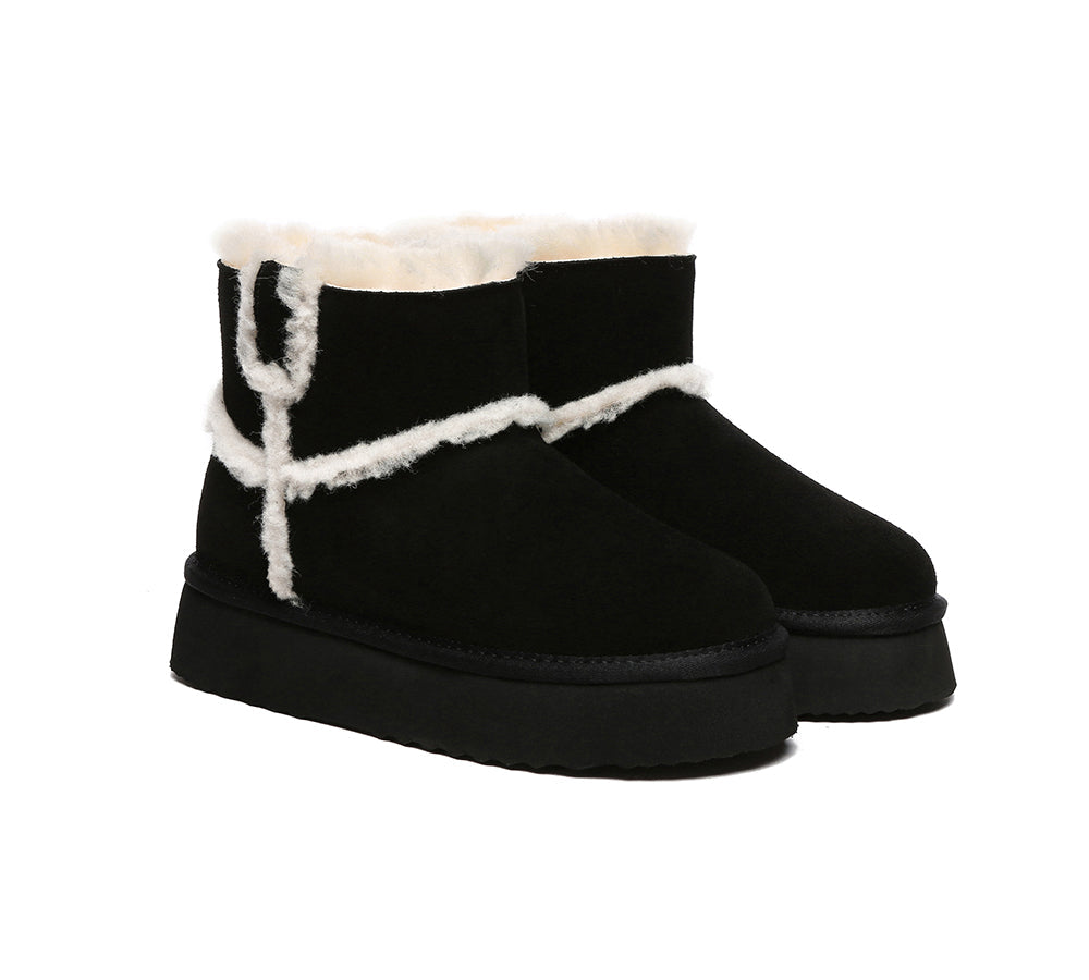 UGG Boots - EVERAUĀ® UGG Women Sheepskin Wool Shearling Lined Ankle Boots Schunck Platform