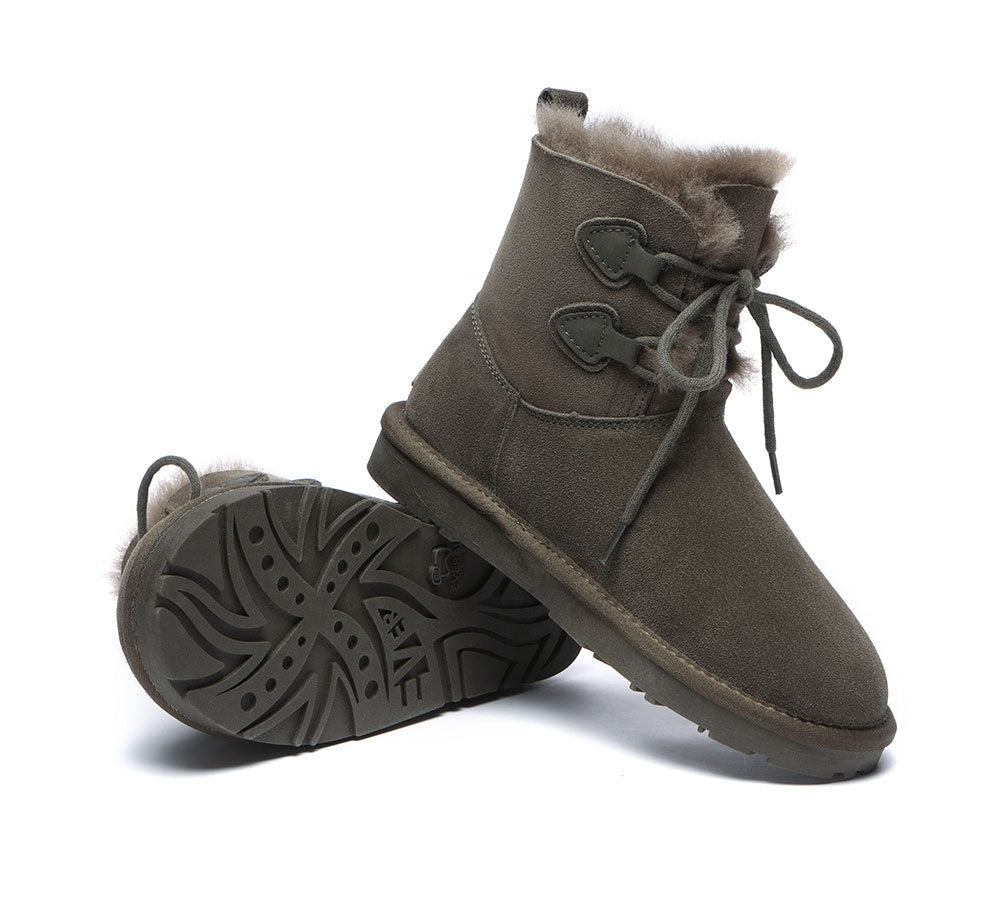 UGG Boots - Lace-up Sheepskin Boots Women Short Stark